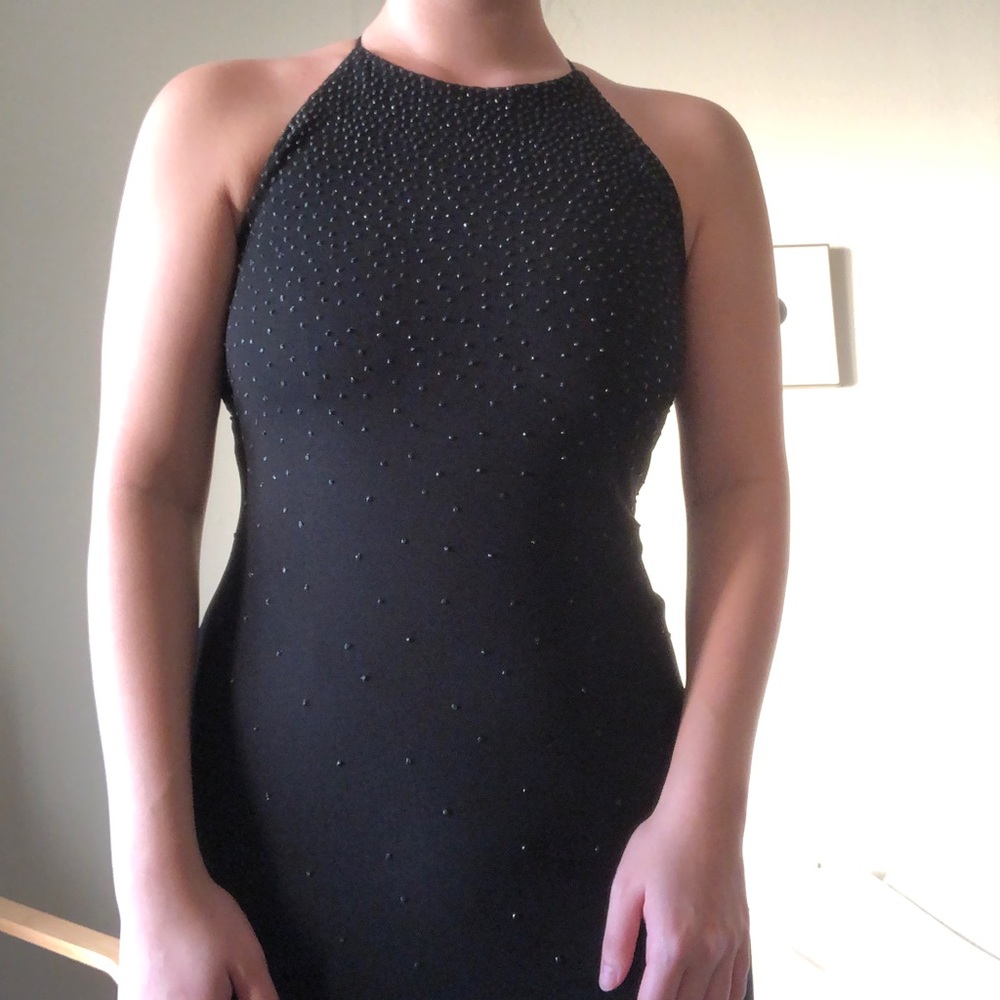Sparkly Gradient Halter Strappy Gown